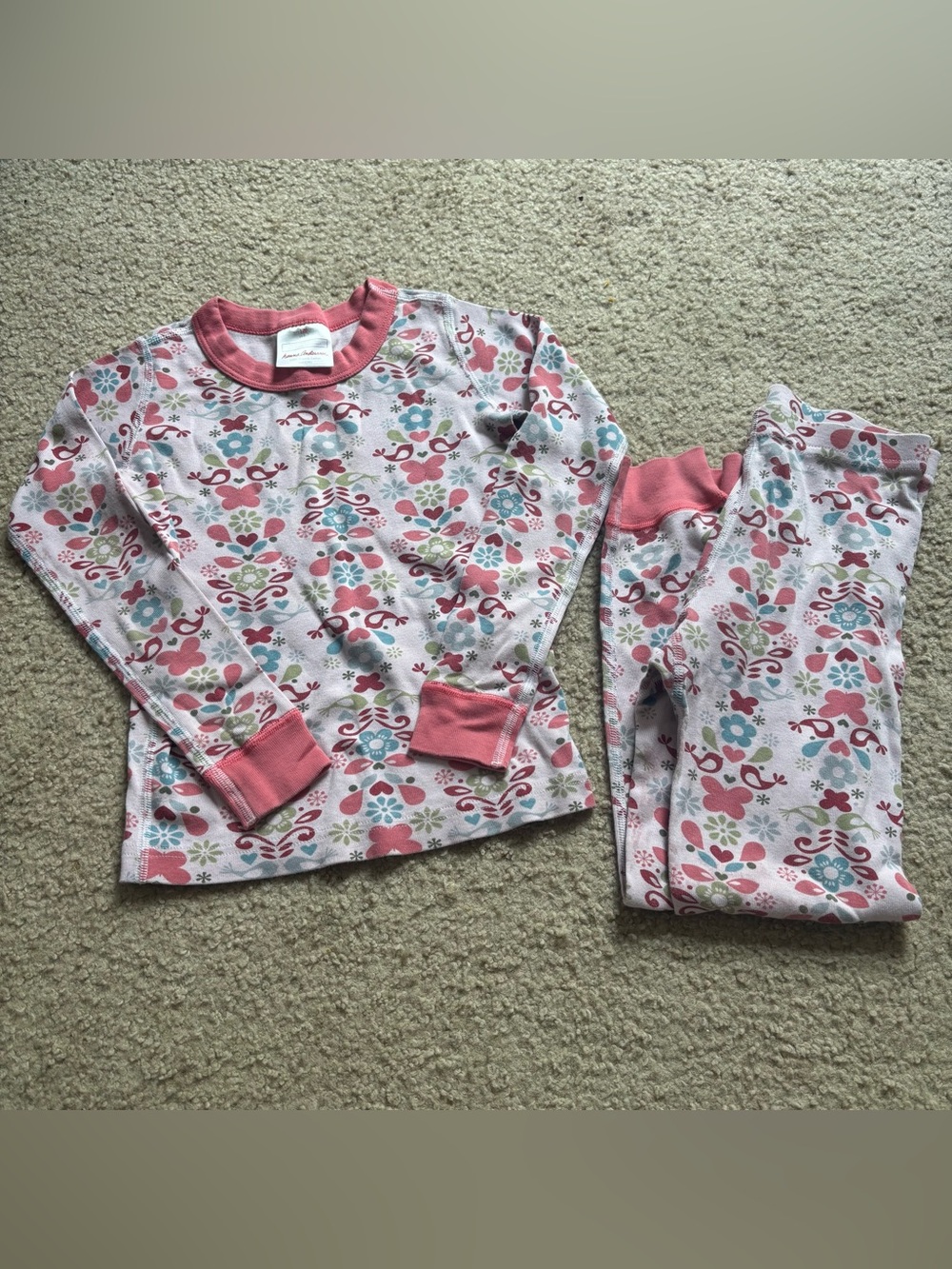 Hannah Anderson Organic Cotton Girl’s Long Sleeve Pajama Set Size 6-7